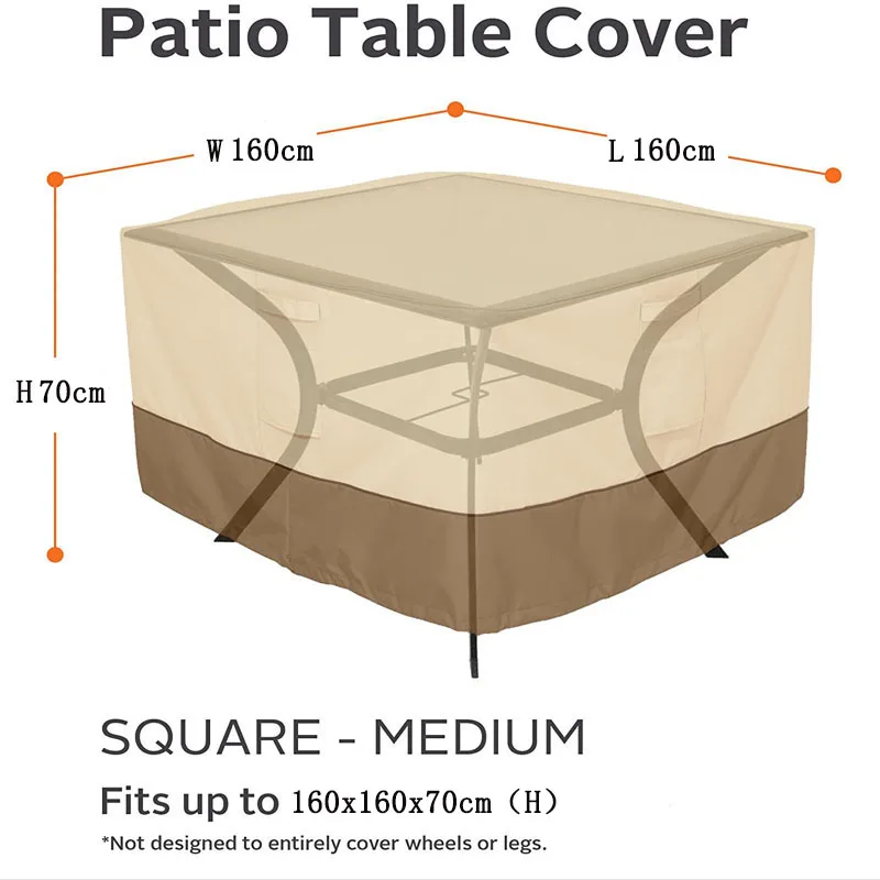 Водонепроницаемый чехол для улицы с мягкими ручками, сверхпрочный чехол для уличной мебели, квадратный чехол для патио