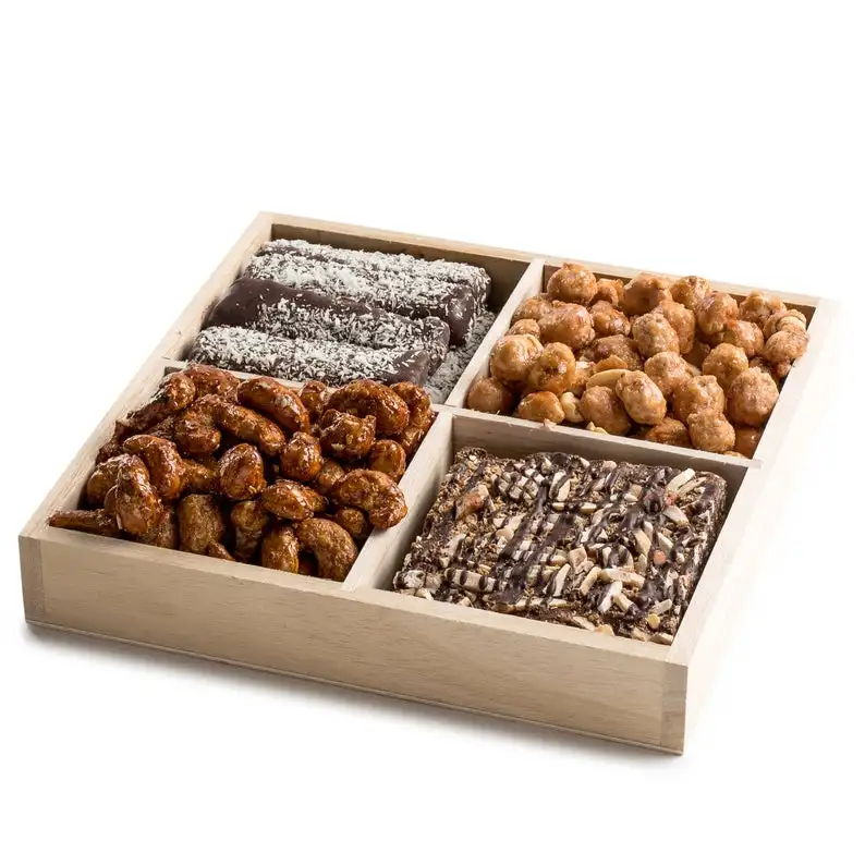 Подарочная корзина для орехов, секционный деревянный поднос для шоколада для еды