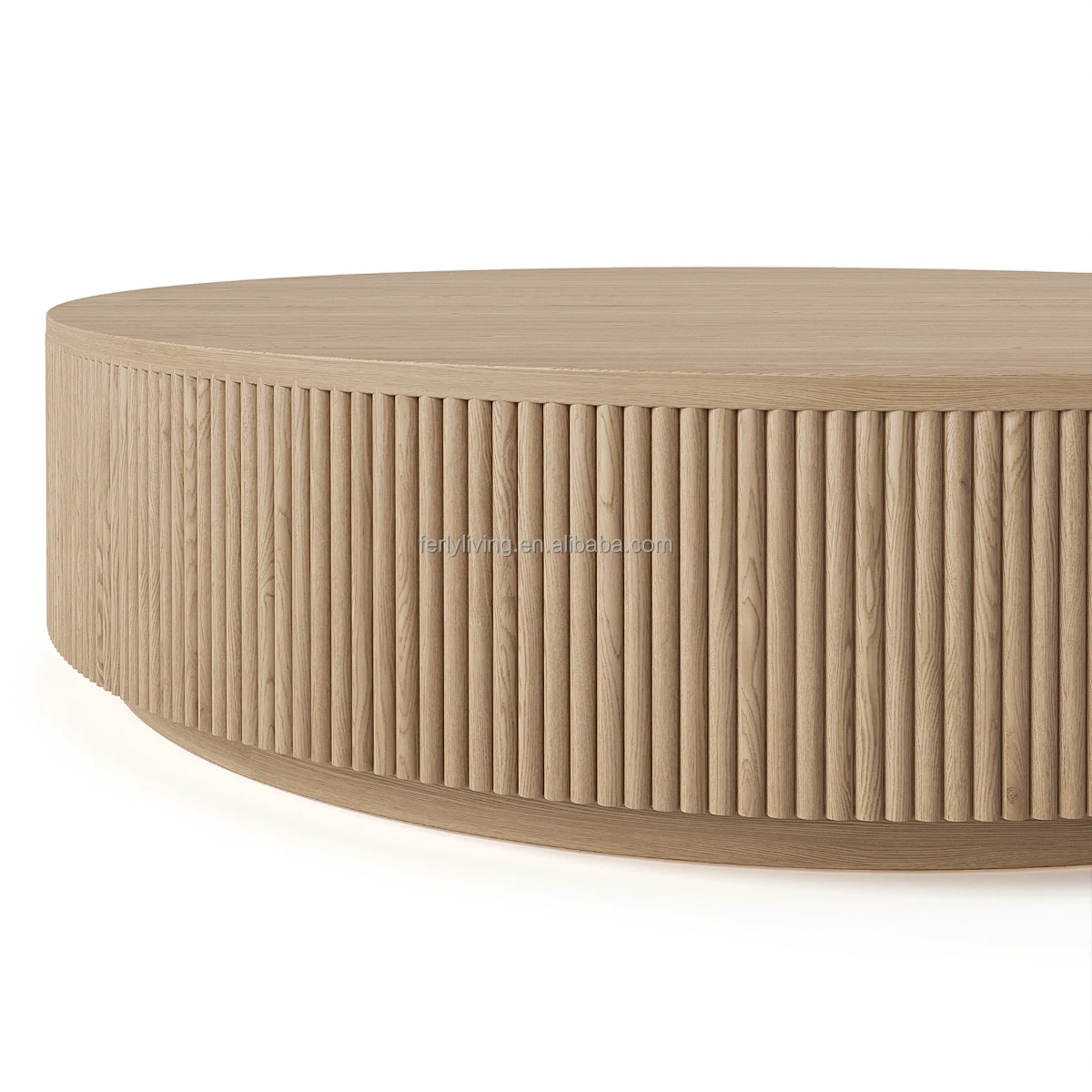 FERLY New arrival Living Room Furniture Set Rounded Curved Textured Matte Solid Plinth Round Coffee Table Sofa Set