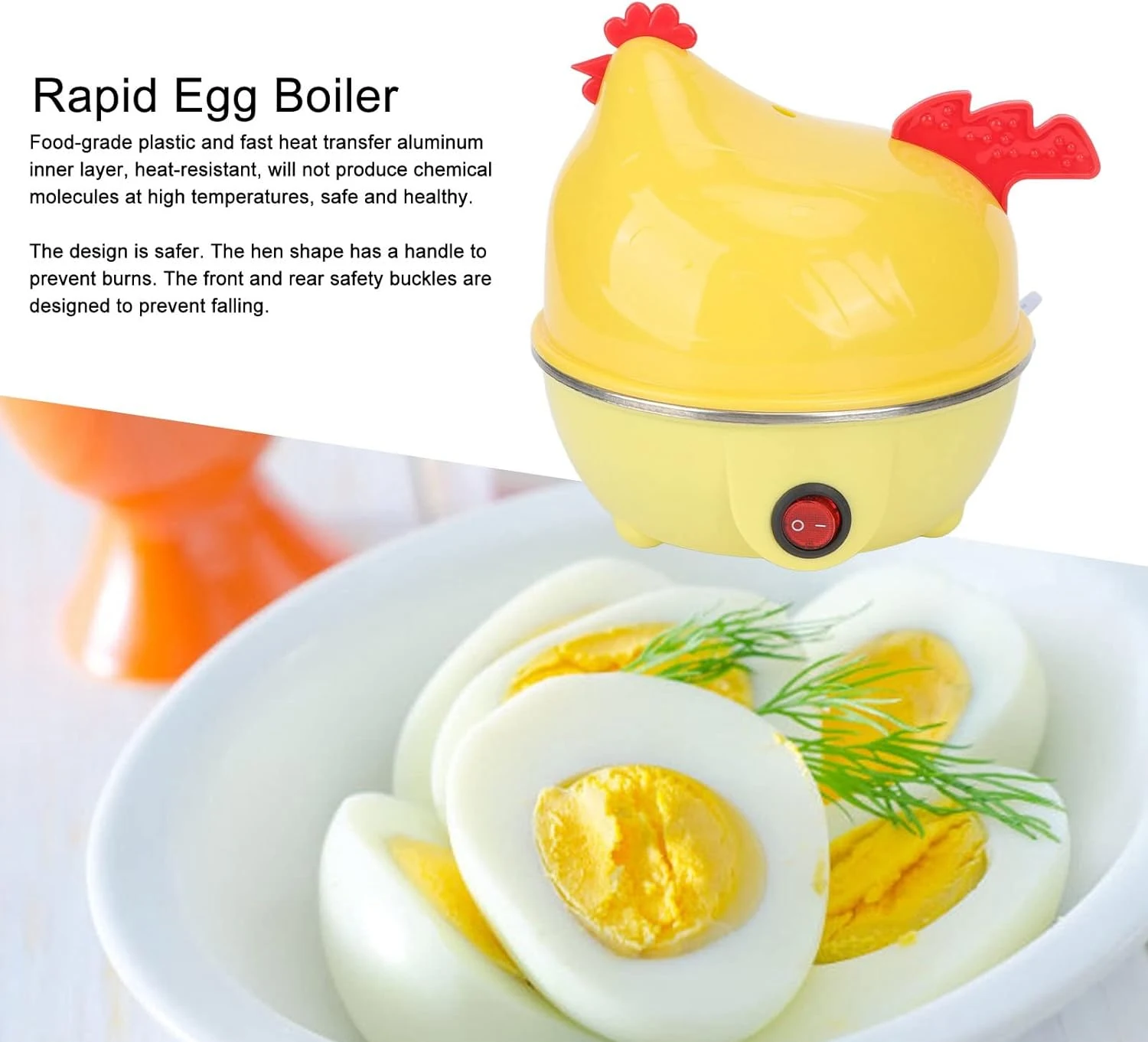 Multifunction Chicken Shape Rapid Egg Boiler 7 Egg Capacity Automatic Shut Off  Kitchen Gift Boiler