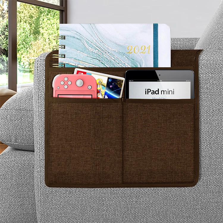 Sofa Armrest Organizer,Remote Control Holder for Recliner Couch,Arm Chair Caddy with 3 Pockets for Magazine,Phone,iPad