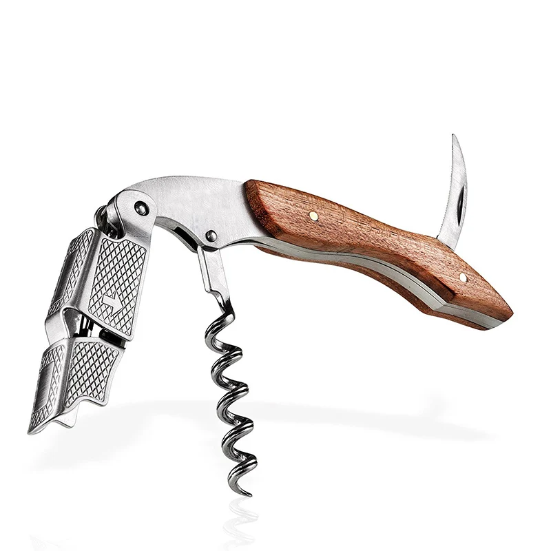 Stainless Steel Metal Funny Wine Opener with Wood Handle