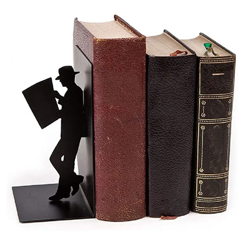 Iron character bookshelves decoration simple modern european-style study look at the newspaper book by bookends