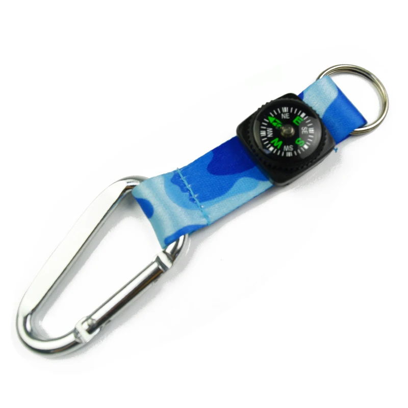 multifunction Short Wristlet Keychain Lanyard With Carabiner Hook Compass