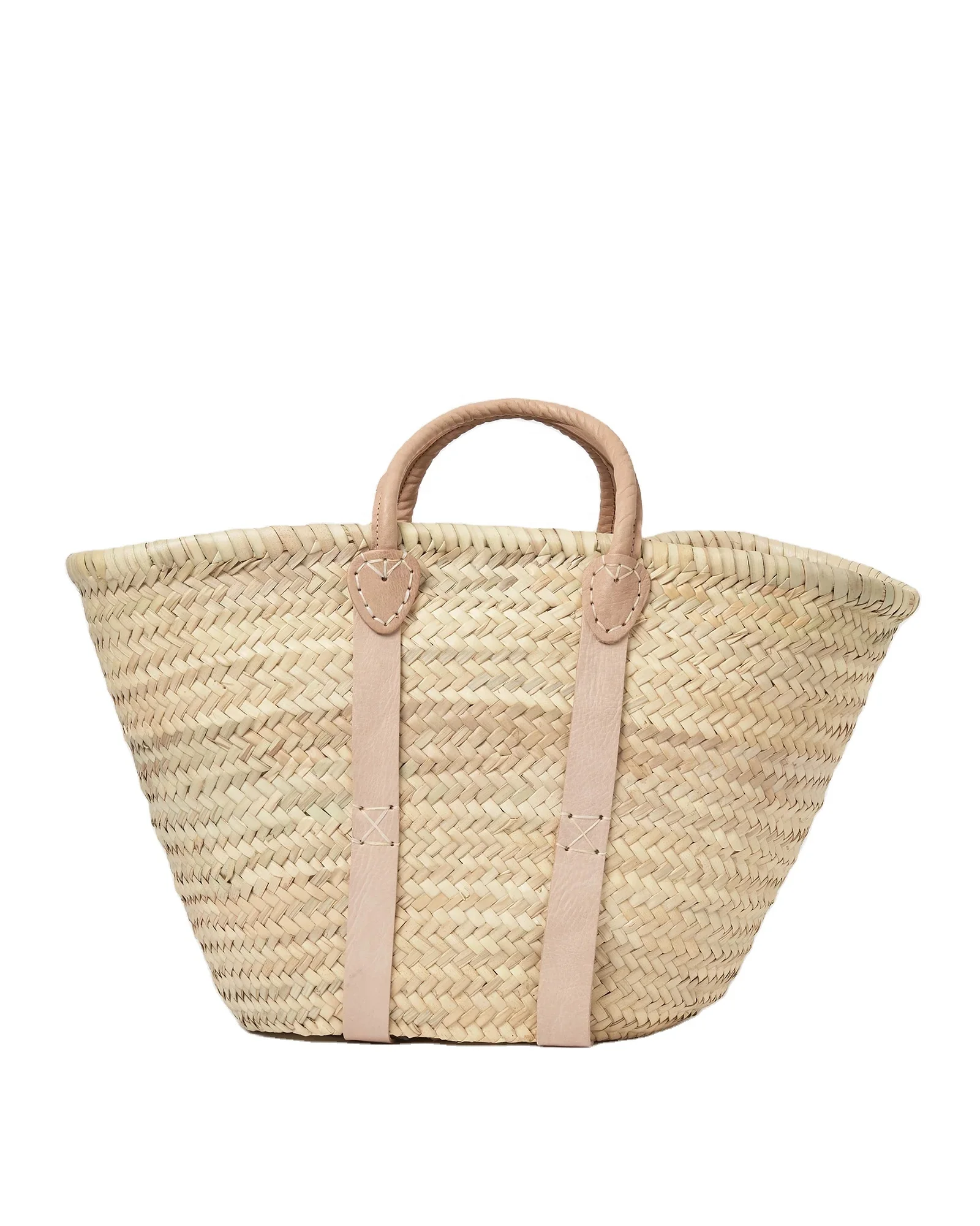 Handwoven Moroccan Basket Bag Beach Summer bag Straw Basket Bags With  Leather Handles