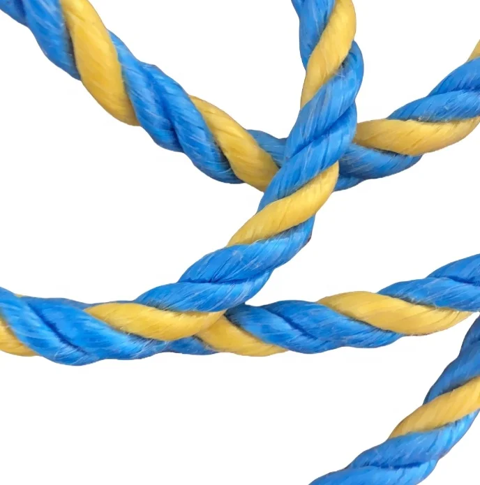China High Wear Resistance 3 strand PP Split Film Rope Blue Yellow Mixed Twisted Telstra Rope For Australian Telstra Rope