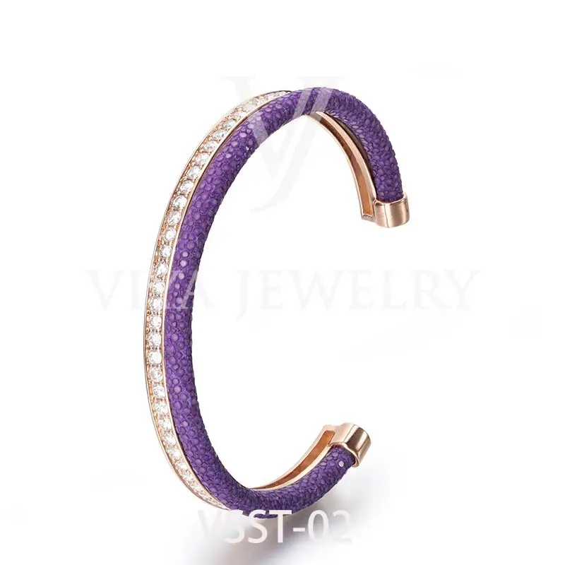 Viya Jewelry DHL Free Shipping Wholesale Luxury Premium Zirconia Stingray Leather Bracelet