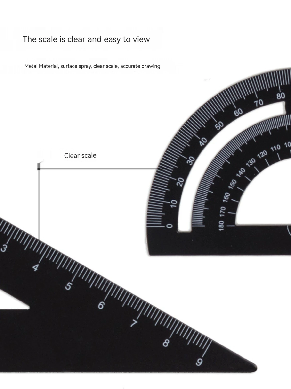 Deli 79522 Metal Ruler Student Exam Drawing Drawing Ruler Triangular Ruler Protractor high quality