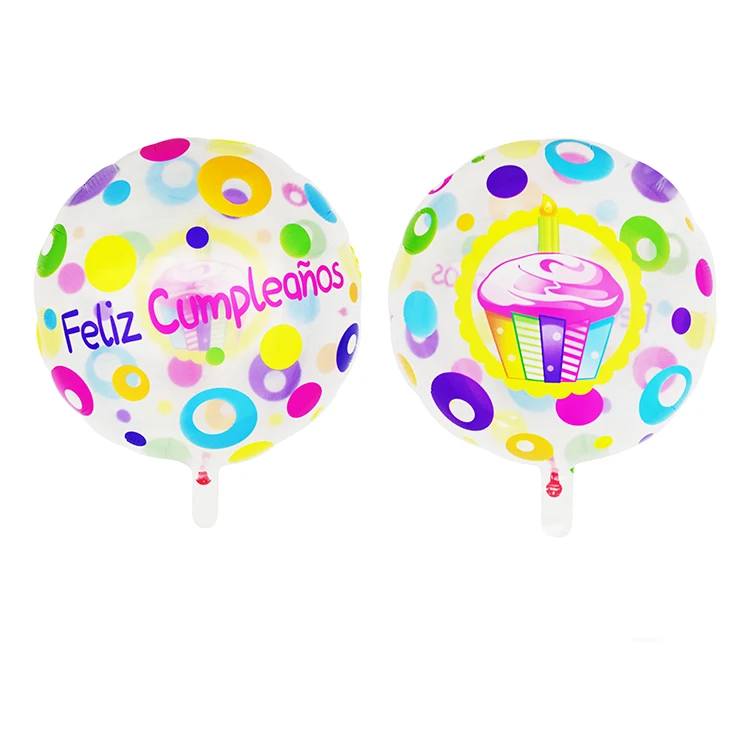 Factory Wholesale ball shape feliz cumpleanos transparent helium balloon happy birthday party decoration Spanish printed balloon