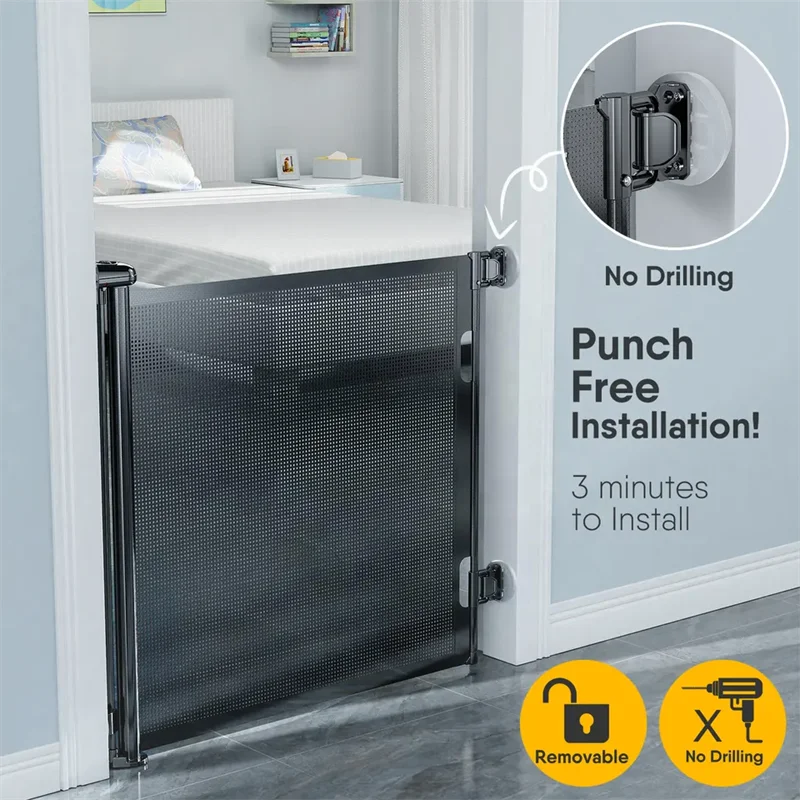 TAK  Prodigy Baby Safety Gate Mesh Retractable Baby Gate Customized Retractable Stair Extra Wide Child Pet Safety Gate for Baby