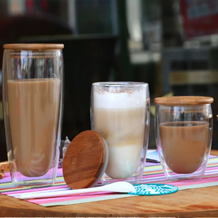 Экологичная чашка ручной работы с двойными стенками 80-650 мл высокое боросиликатное покрытие из бамбукового стекла