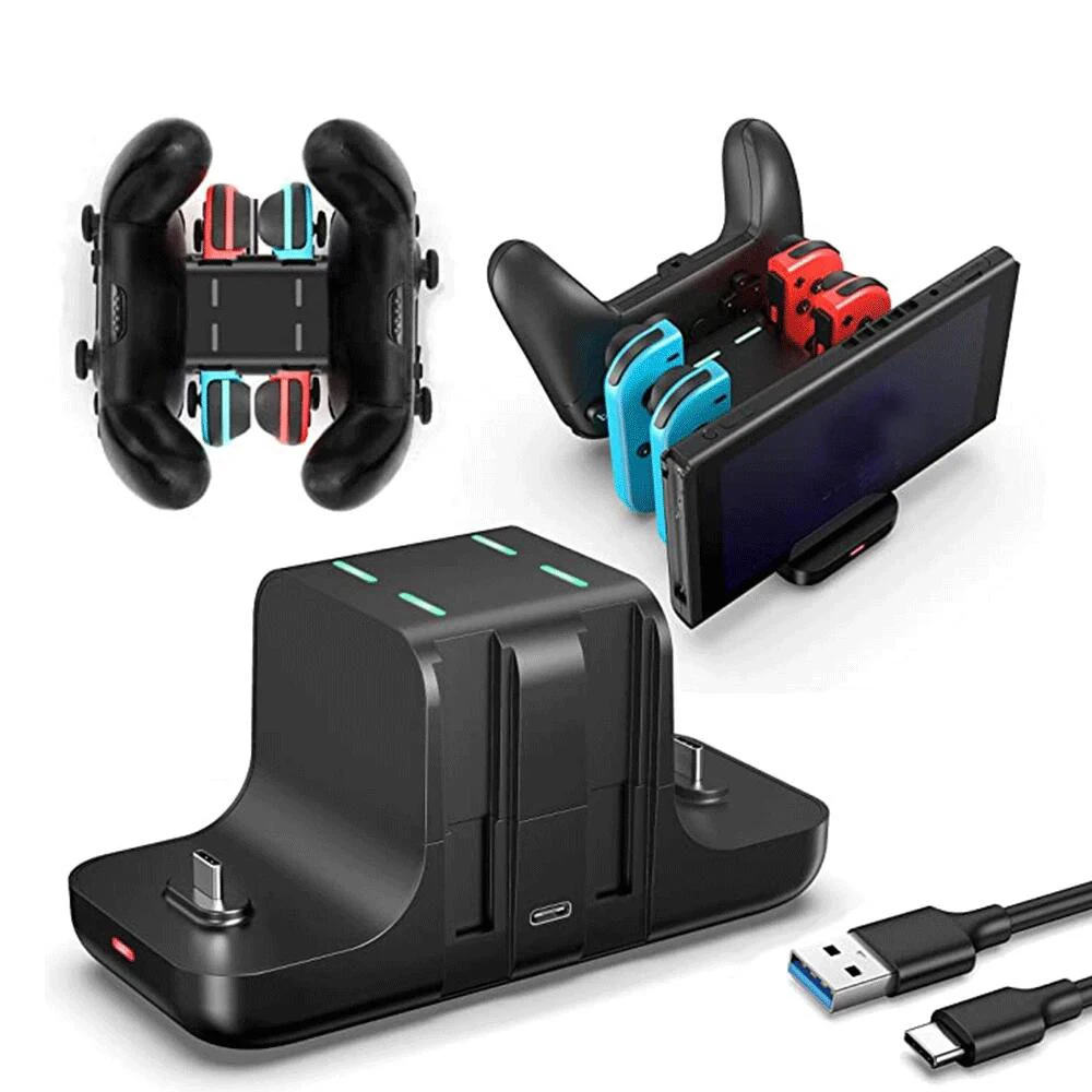 6 in 1 Charging Dock for Nintendo Switch Console Joy-con Controller Gamepad Charger Dock Station DC5V/2A Charge Stand NS Switch