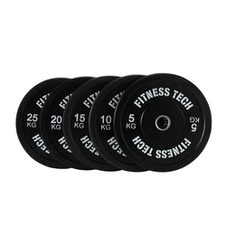 European warehouse 5 kg 25 kg Free Weights black Gym Weight Plates Calibration rubber barbell bumper plates