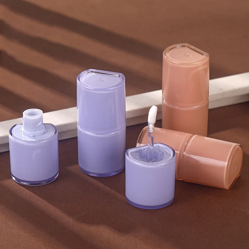 4ML New Design Fat Half Round Shorter Lip Oil Packaging Clear Wand Purple Orange Nude Colors Glossy Lip Gloss Tube In Stock