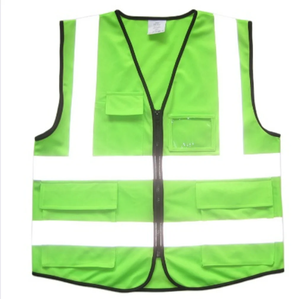 Security Jacket Construction High Visibility Multi Pockets Colorful Reflective Safety Work Vest