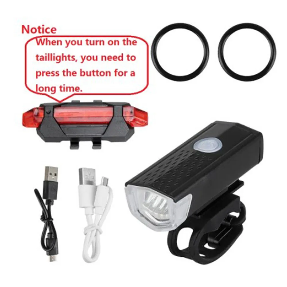 2pcs Outdoor Cycling Bicycle Light Equipment Bike Front Rear Bike Light Lamp USB Rechargeable LED Light For Bicycle
