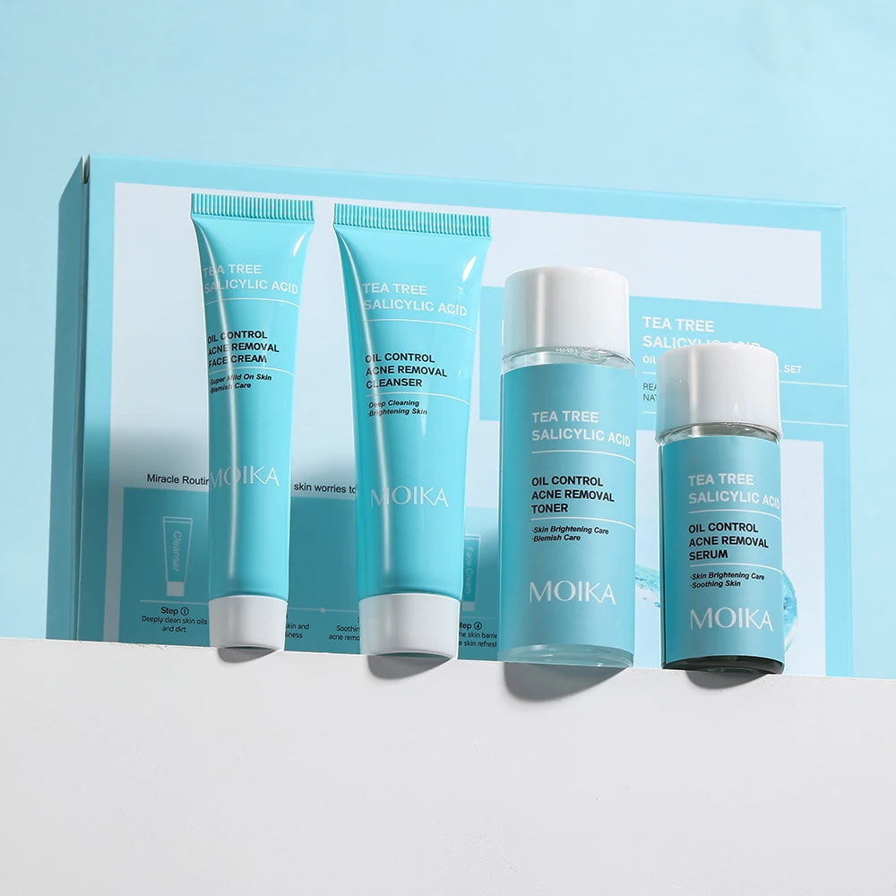 Tea Tree Salicylic Acid Korean Skincare Acne Removal Cream Facial Anti Acne Anti Aging Acne Treatment Skin Care Set