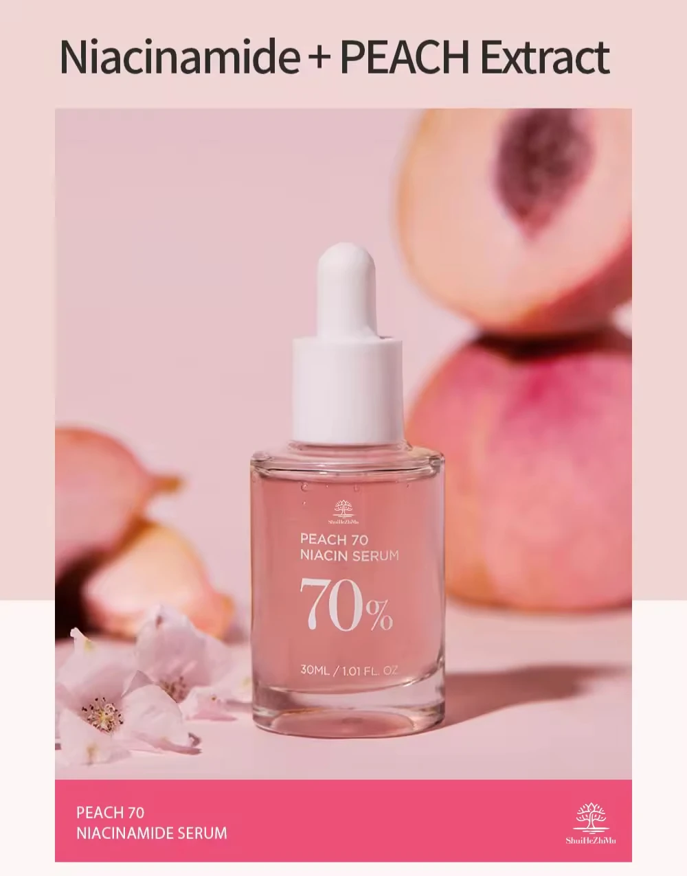 Wholesales Korean Skin Care Beauty Products Brightening Hydrating Face Serum Peach 70 Niacin Skin Care Serum