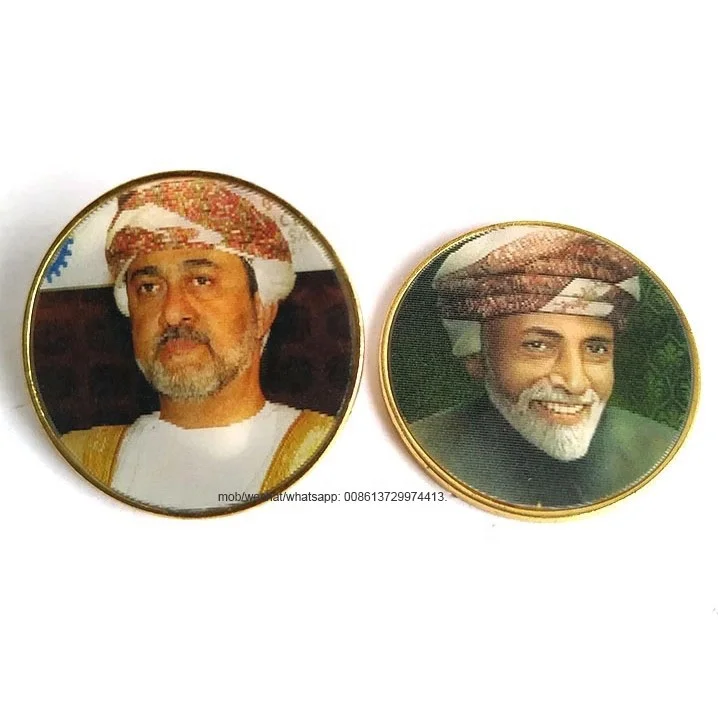 Металлическая эмалированная Магнитная брошь Omani в виде линейки Султан хайтэм Бин Тарик значок для 2023 Оман 53 празднования Национального дня