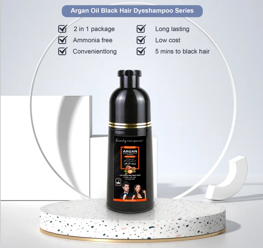 Hor Selling 5 In 1 Hair Colorant Natural Hair Color Shampoo Black Hair Dye Shampoo For White To Black