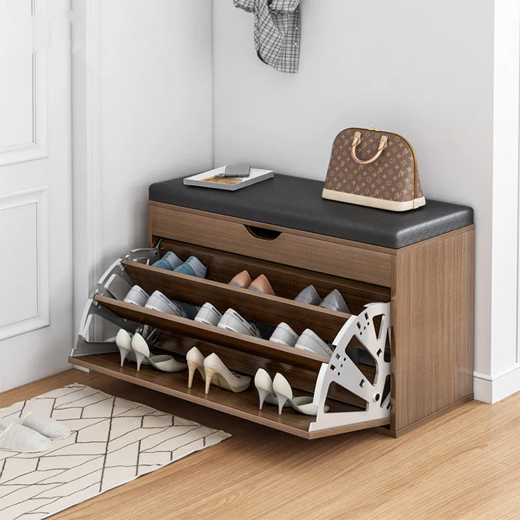 Modern design luxury wooden furniture home shoe storage organizer shelf rack cupboard high gloss rotating shoe cabinet rack