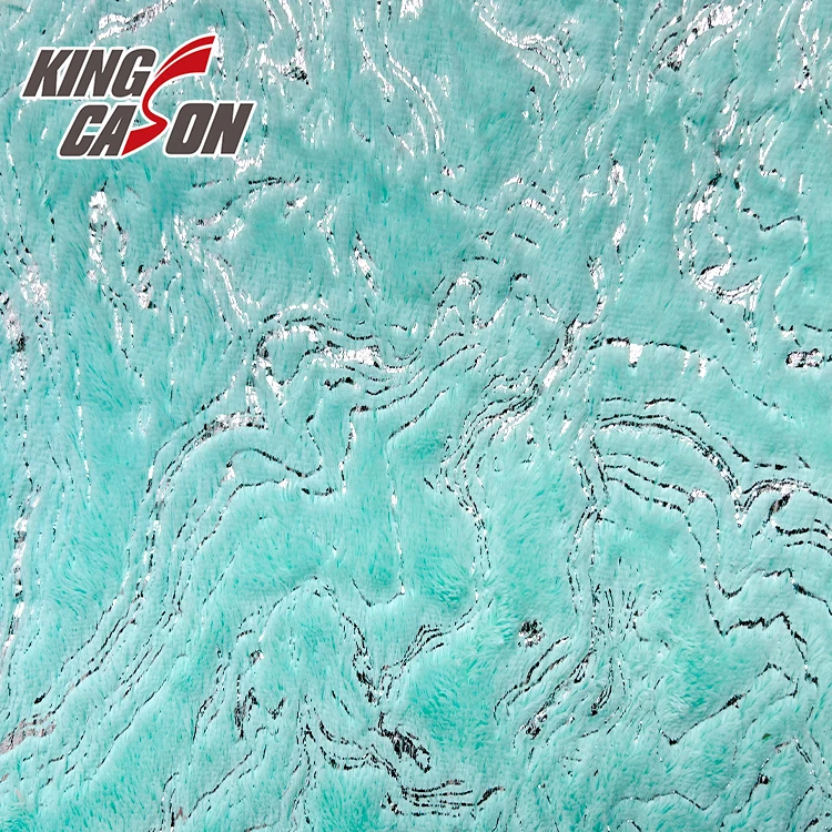 KINGCASON Chinese Manufacturer Anti-Wrinkle one-sided Stamping Hot Silver 100 polyester PV Fleece Fabric For Blanket