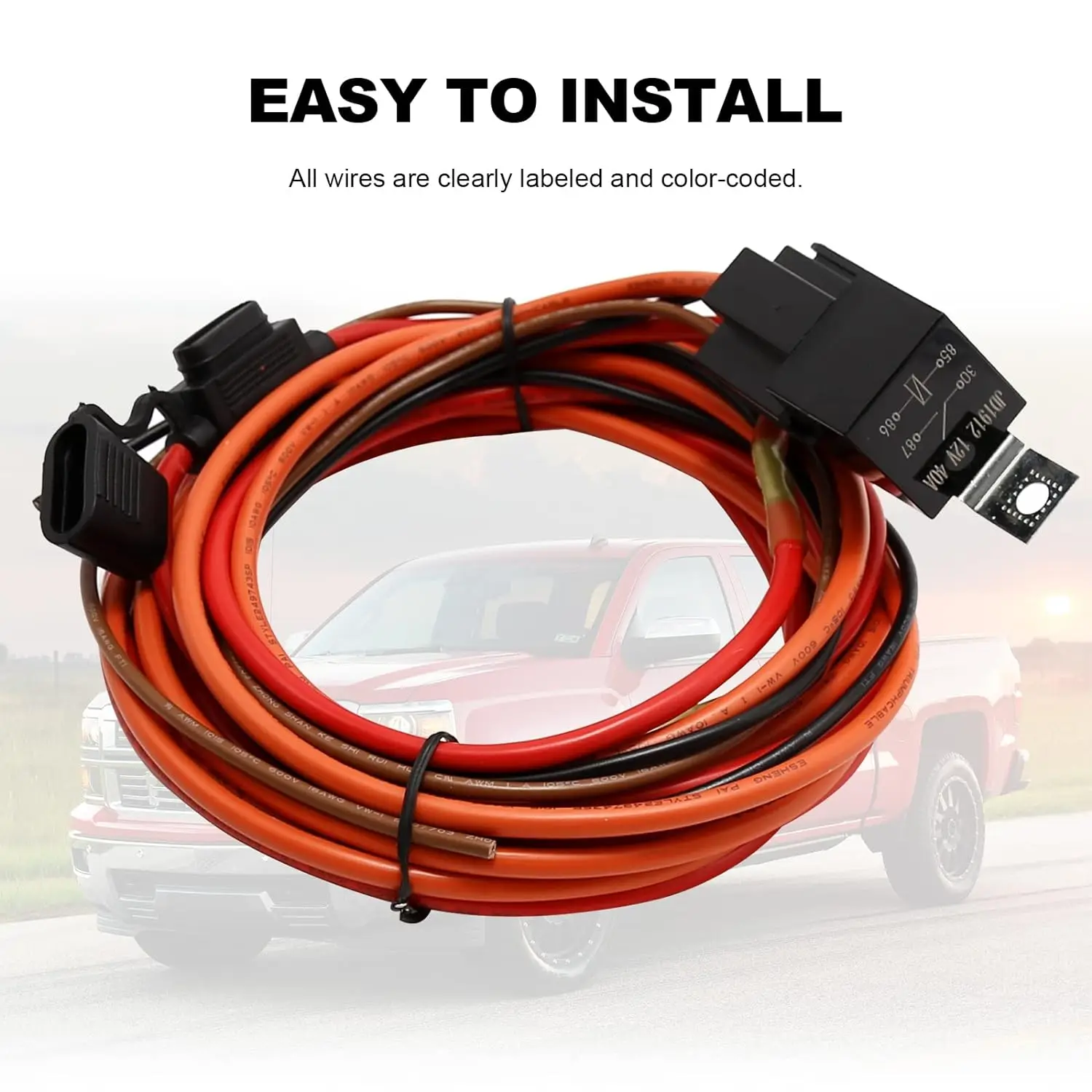 40A Relay 30A Fuse Box Wire Harness Waterproof Fuel Pump Relay 12V Harness Replacement Heavy Duty 12V Relay Cable Kit