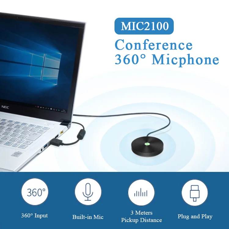 
Teleconference Audio Omnidirectional Microphone USB BT Conference Speakerphone For Skype Living Room 