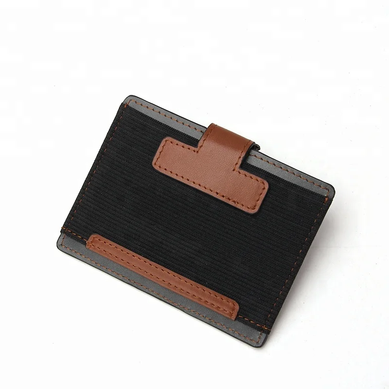 Hot Sales New Slim Custom Leather Elastic Money Clip Rfid Blocking Credit Card Holder