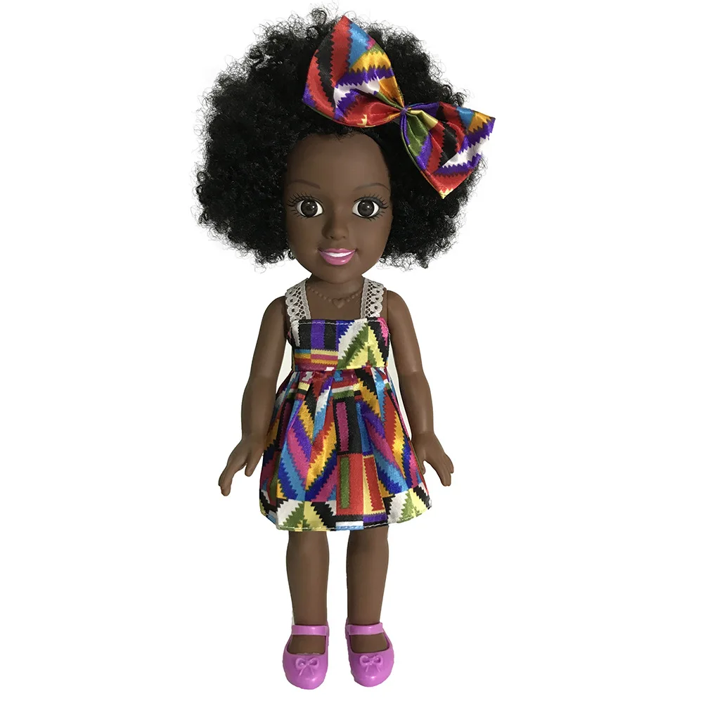 35CM Black brown American African Girl Baby Doll best gift playmates doll for Kids