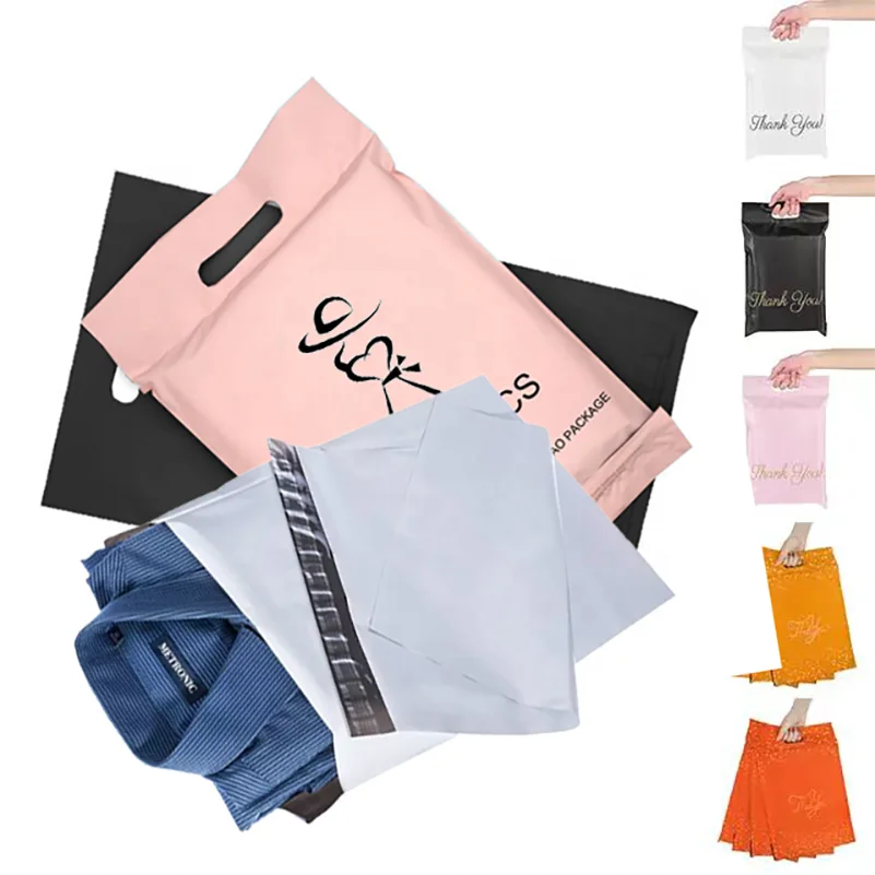 grey recycled with handle Self-adhesive large clothing packaging mailing shipping bags reusable custom logo