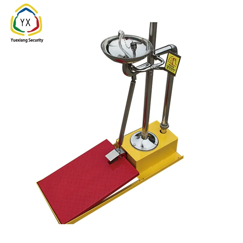Profession foot control pedestal mounted emergency stainless steel eye wash station
