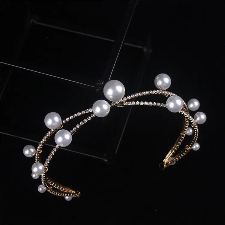 Bridal tiaras y coronas handmade tiara 2022 luxury for resale pearl headdress wedding dress hair accessories