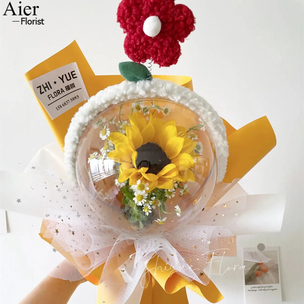 Aierflorist 14 cm diameter transparent bubble planet plastic transparent Bobo Balloons Acrylic Flower Bobo Ball Paper Box Set