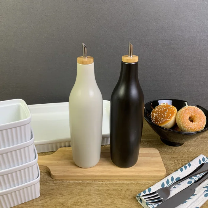 High quality concise design kitchen tools matte ceramic vinegar olive oil dispenser for sale