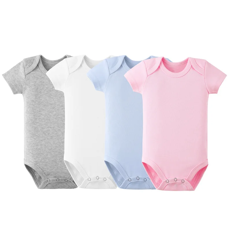 Baby plain romper newborn clothes 0-2 year old solid color romper Newborn baby clothes baby cotton romper