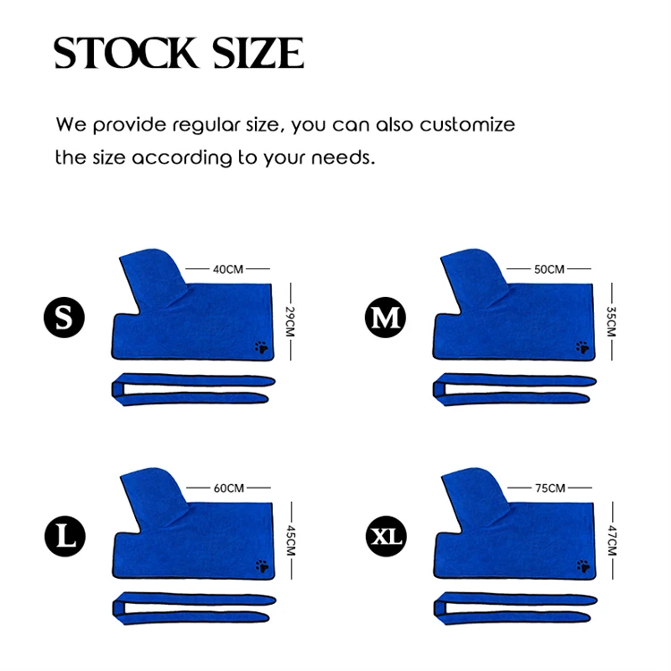 Soft Super Absorbent Microfiber Dog Drying Towel Robe with Hood and Belt for Large Medium Small Dogs