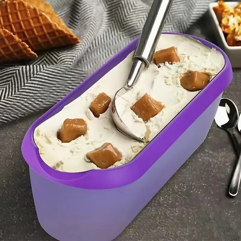 Cute Colors Large Size 1.5L Food Safe Plastic Storage Box Candy Storage Container Rectangle DIY Ice Cream Container