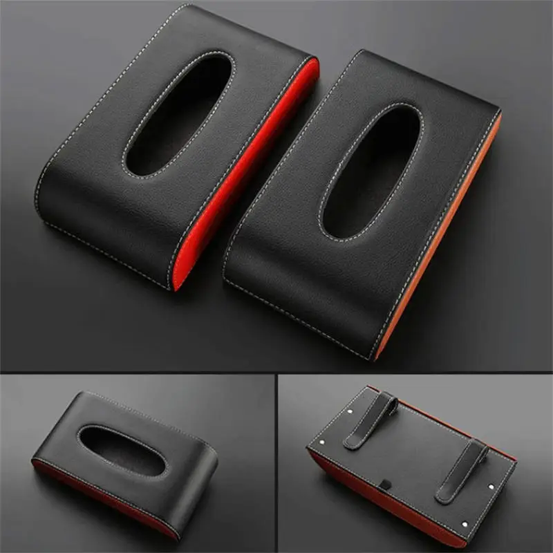 Hot Sale PU Leather Car Interior Accessories Custom Logo Tissues Organizer & Paper Napkin Tissue Box Holder