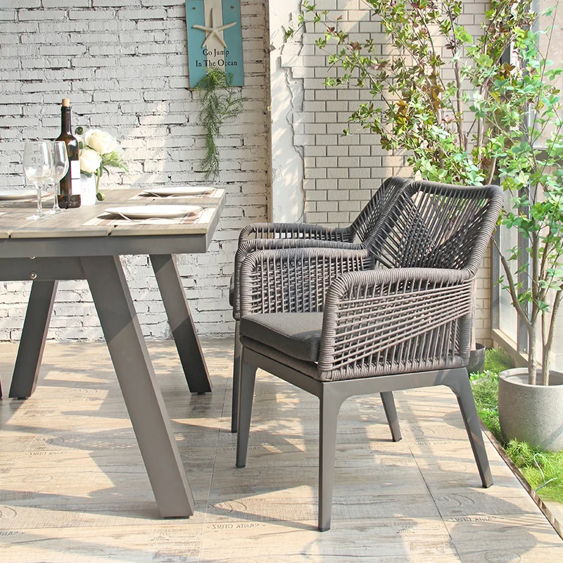 Terrace Outdoor Restaurant Patio Garden Set Furniture Rope Woven Outdoor Dining Chair Patio Rope Chair Furniture