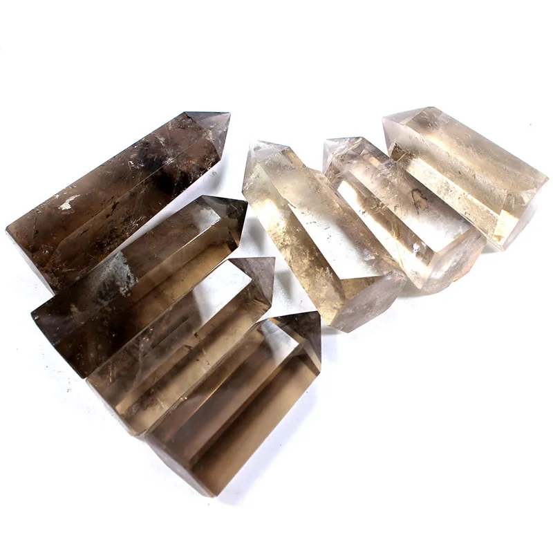 Wholesale natural crystals clear smokey quartz wand points tower for decoration