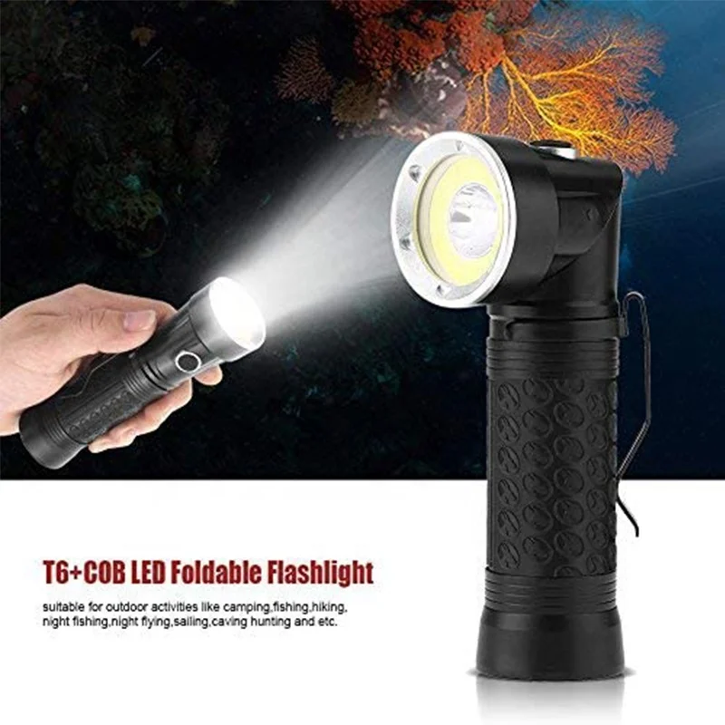 New Style 90 Rotatable Handheld Led Flashlight Rubber High Power LED Work Torch Light With Strong Magnet For Emergency