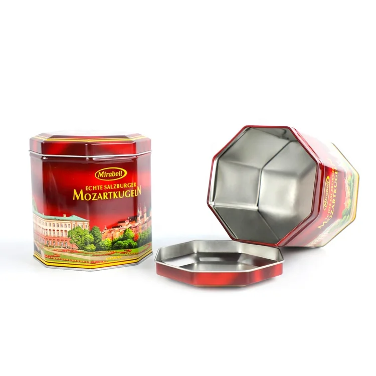 Custom Eco-Friendly Offset Printing Glossy Varnish Metal Coffee Candy Chocolate Tin Can With Lid