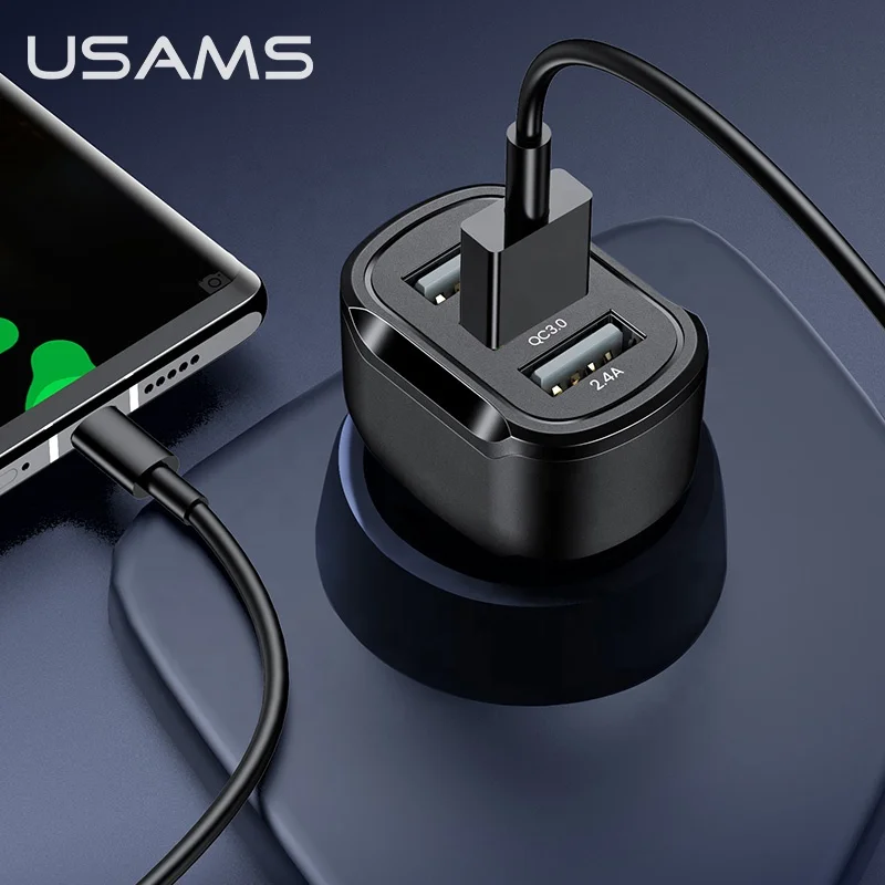 2020 USAMS US-CC100-1 C17 3USB зарядка автомобильное зарядное устройство QC3.0 быстрое для мобильного телефона