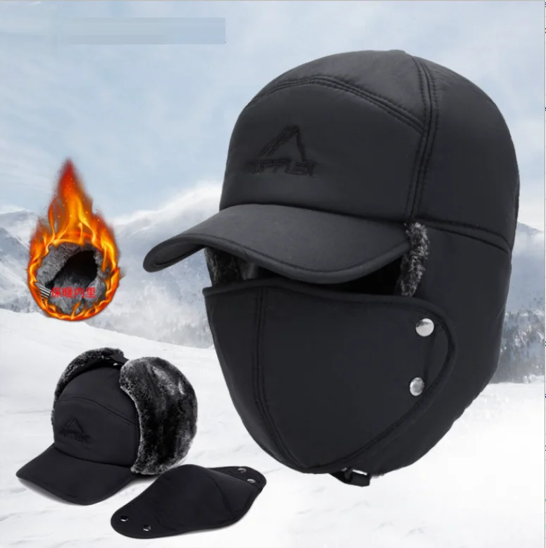 Dropshipping Men Winter Hat Face Protection Outdoor Thickened Warm Casual Ear Protection C Ap Cycling Cold-proof Ear Warm C Ap