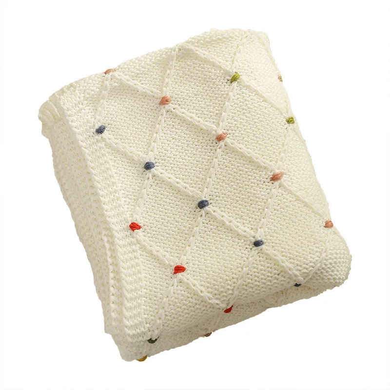 Hot Selling Lovely Baby Swaddle Blanket Cotton Knitted Soft Baby Blanket Crib Stroller Blanket