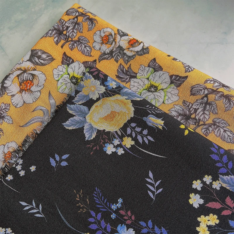 Spun rayon cotton crinkle digital printed fabric summer clothing dress fabric