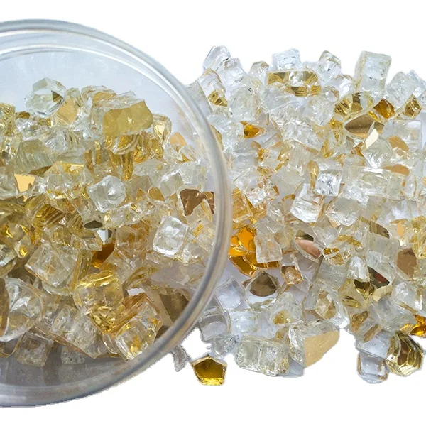 Fire Pit Glass Platinum X Reflective Crystals Gold Reflective Crystals Gold Reflective Nuggets