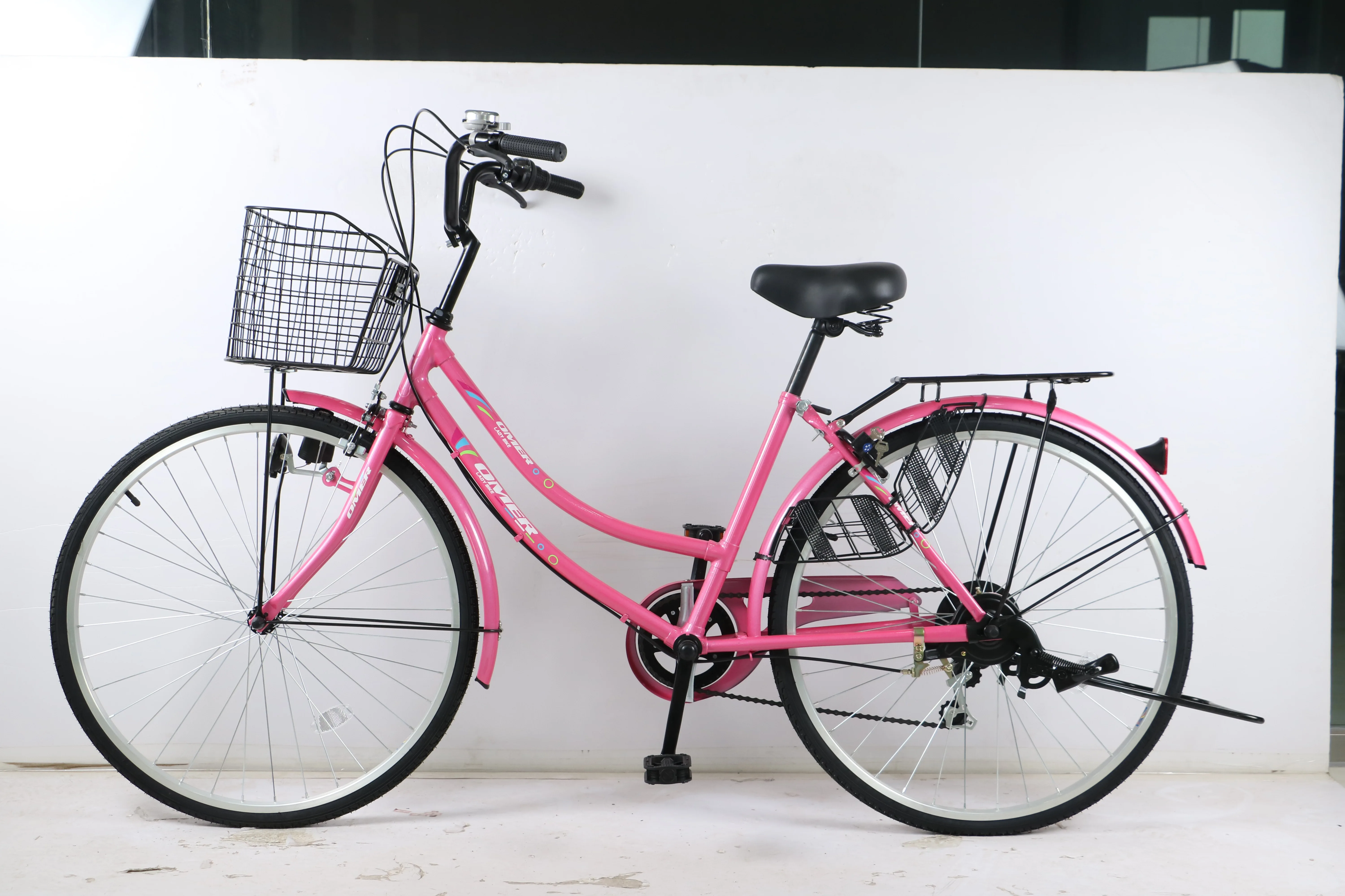 26inch City bicycle steel frame lady women shoulder fork gear sports light city bike with carrier