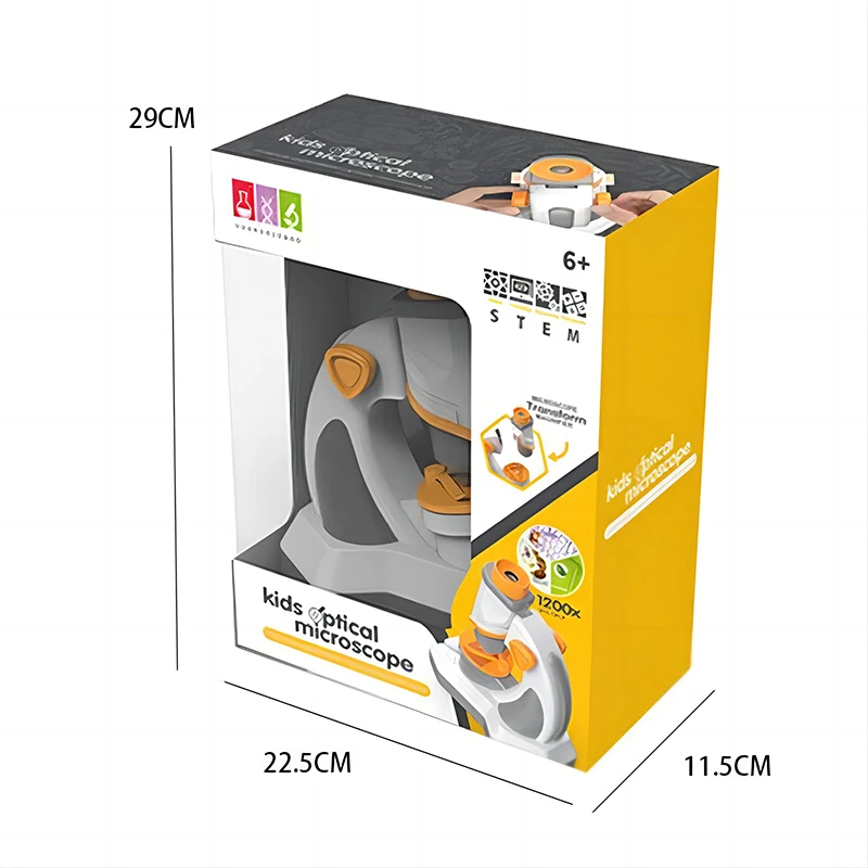 QS Wholesale Kids ASTEM  Biological Science Experimental Equipment Portable Small Optical 1200X Microscope Toy With LED Lights